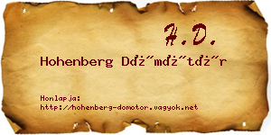 Hohenberg Dömötör névjegykártya